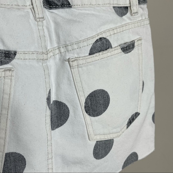ZARA White Denim Mini Skirt Black Polka Dots Size XS NWT - Picture 6 of 7